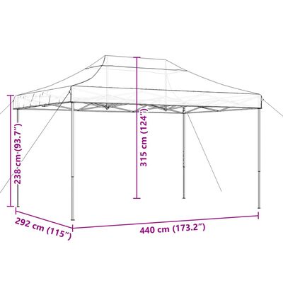 vidaXL Tenda para festas pop-up dobrável 440x292x315 cm castanho