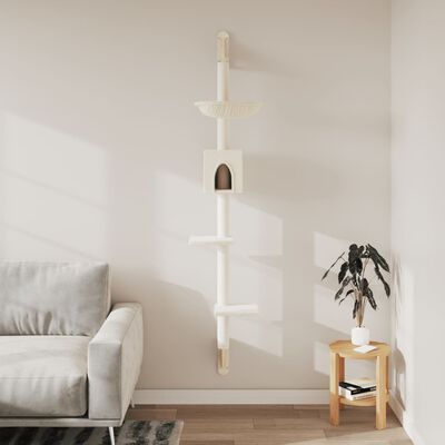 vidaXL Árvore de parede para gatos c/ poste arranhador 187 cm creme