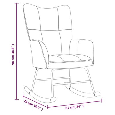 vidaXL Cadeira de baloiço veludo branco nata