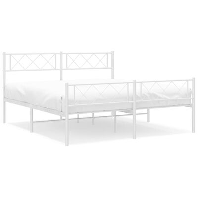 vidaXL Estrutura de cama com cabeceira e pés 140x200 cm metal branco