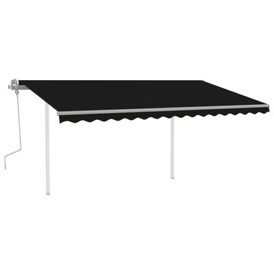 vidaXL Toldo retrátil manual com postes 4,5x3 m antracite