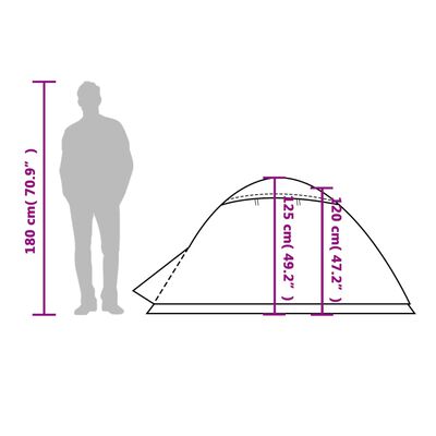 vidaXL Tenda de campismo p/ 2 pessoas 267x154x117cm tafetá 185T branco