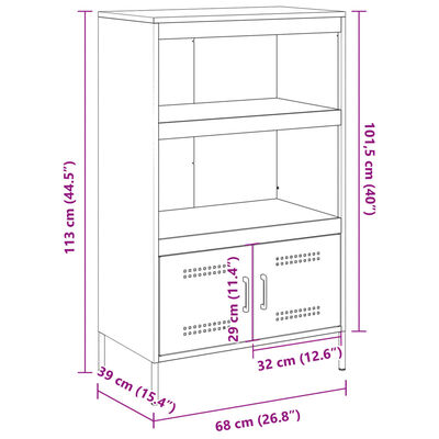 vidaXL Aparador alto 68x39x113 cm aço branco