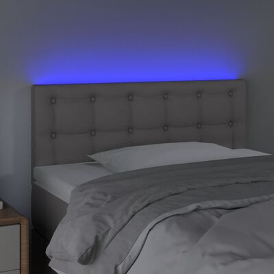 vidaXL Cabeceira cama c/ LED 100x5x78/88cm couro artificial cinzento