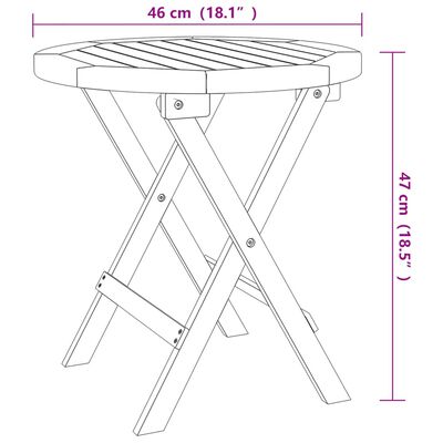 vidaXL Mesa de jardim dobrável Ø 46 cm madeira de acácia maciça branco