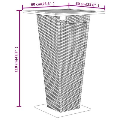 vidaXL 3 pcs conjunto de bar p/ jardim vime PE/acácia maciça preto