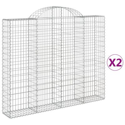 vidaXL Cestos gabião arqueados 2pcs 200x30x160/180cm ferro galvanizado