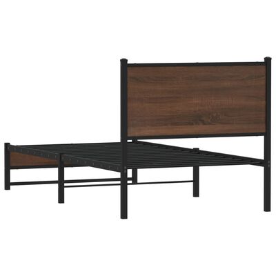 vidaXL Estrutura de cama sem colchão 90x200 cm metal carvalho castanho