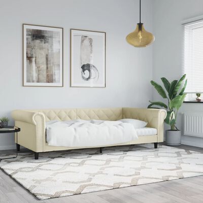 vidaXL Sofá-cama 100x200 cm couro artificial cor creme