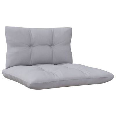 vidaXL 3 pcs conjunto lounge de jardim c/ almofadões cinzentos pinho