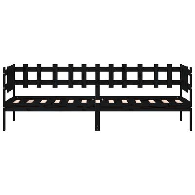 vidaXL Sofá-cama 90 x 200 cm madeira de pinho maciça preto