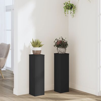 vidaXL Suportes p/ plantas 2 pcs 17x17x60 cm derivados madeira preto