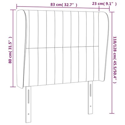 vidaXL Cabeceira de cama c/ abas tecido 83x23x118/128 cm preto