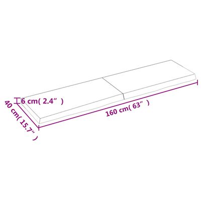 vidaXL Tampo de mesa 160x40x(2-6) cm carvalho tratado castanho-escuro