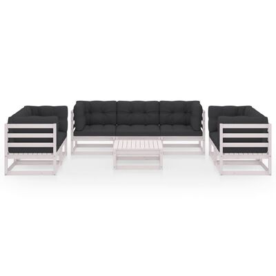 vidaXL 8 pcs conjunto lounge de jardim com almofadões pinho maciço