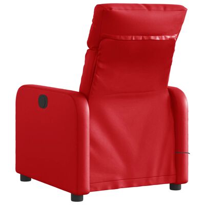 vidaXL Poltrona massagens reclinável elétrica couro artif. vermelho