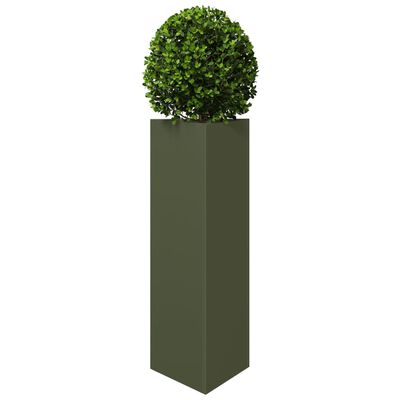 vidaXL Vaso/floreira jardim triangular 30x26x75 cm aço verde-azeitona