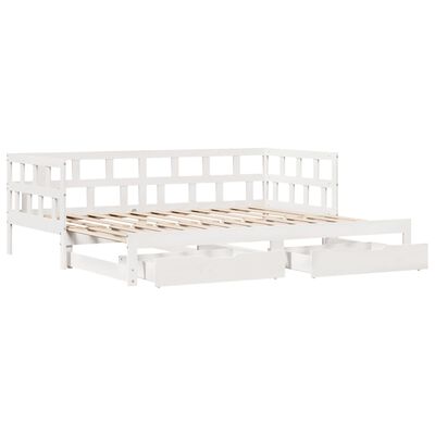 vidaXL Sofá-cama c/ gavetão e gavetas branco 90x200cm madeira de pinho