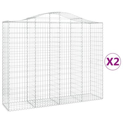 vidaXL Cestos gabião arqueados 2pcs 200x50x160/180cm ferro galvanizado