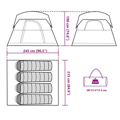 vidaXL Tenda de campismo cabana para 4 pessoas impermeável laranja