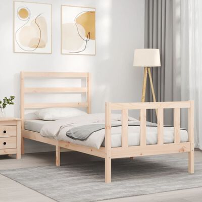 vidaXL Estrutura de cama com cabeceira 90x190 cm madeira maciça