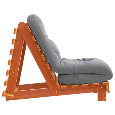 vidaXL Sofá-cama futon c/ colchão madeira de pinho maciça castanho-mel