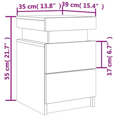 vidaXL Mesas de cabeceira com luzes LED 2 pcs 35x39x55 cm branco