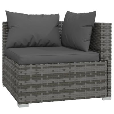 vidaXL 10 pcs conjunto lounge de jardim c/ almofadões vime PE cinzento