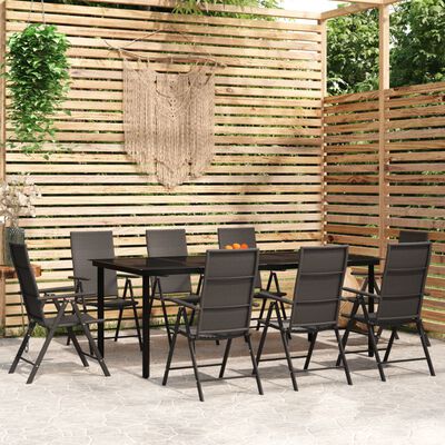 vidaXL 9 pcs conjunto de jantar para jardim preto