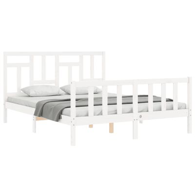 vidaXL Estrutura de cama com cabeceira 160x200 cm madeira maciça