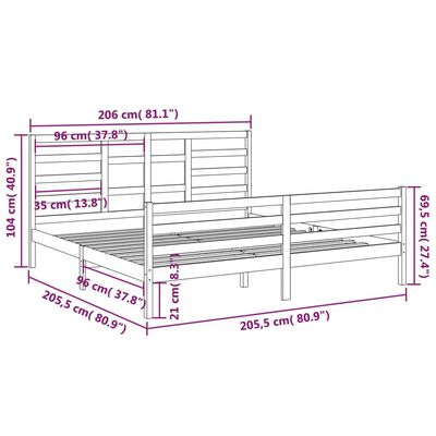 vidaXL Estrutura de cama sem colchão 200x200 cm madeira maciça