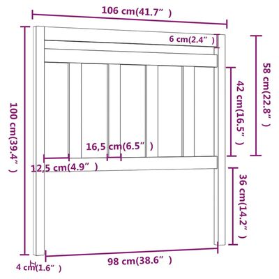 vidaXL Cabeceira de cama 106x4x100 cm pinho maciço branco