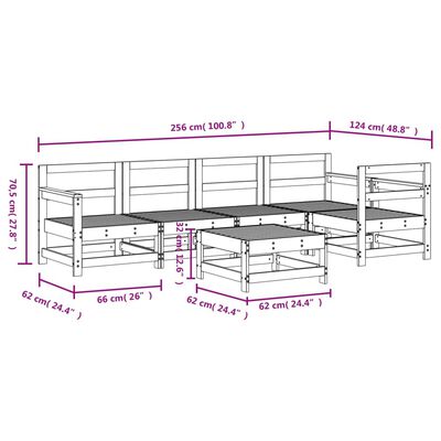 vidaXL 6 pcs conjunto lounge de jardim madeira de pinho impregnada