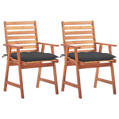 vidaXL Cadeiras de jantar p/ jardim 2 pcs c/ almofadões acácia maciça