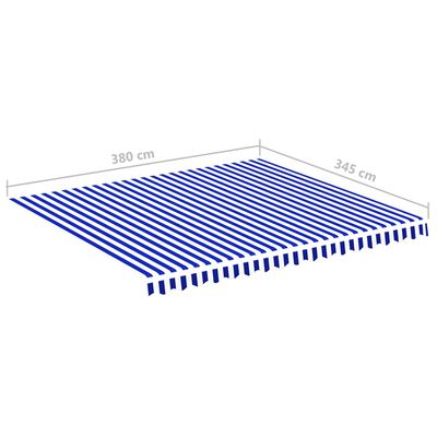 vidaXL Tecido de substituição para toldo 4x3,5 m azul e branco