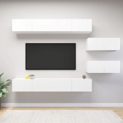 vidaXL 6 pcs conjunto de móveis de TV derivados de madeira branco