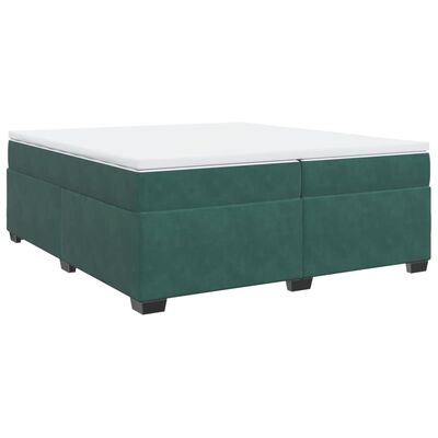 vidaXL Cama com molas/colchão 200x200 cm veludo verde-escuro