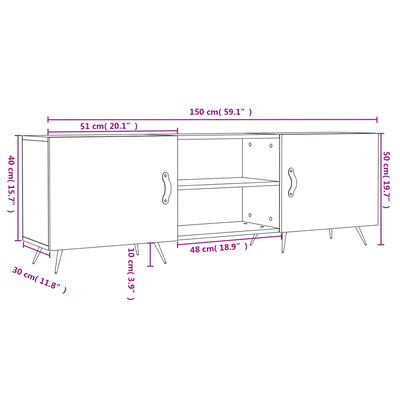 vidaXL Móvel de TV 150x30x50 cm derivados de madeira cinza-cimento