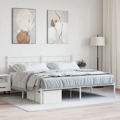 vidaXL Estrutura de cama com cabeceira 193x203 cm metal branco