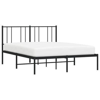 vidaXL Estrutura de cama com cabeceira 135x190 cm metal preto