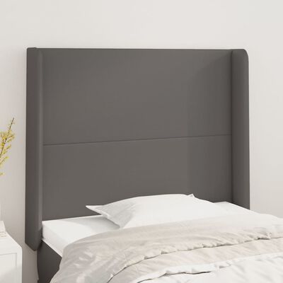 vidaXL Cabeceira cama c/ abas couro artif. 83x16x118/128 cm cinzento