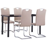 vidaXL 5 pcs conjunto de jantar couro artificial cappuccino