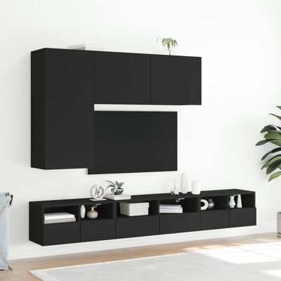 vidaXL Móveis de parede p/ TV 2 pcs 60x30x30cm derivados madeira preto