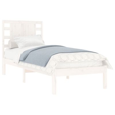 vidaXL Estrutura cama pequena solteiro 75x190 cm madeira maciça branco