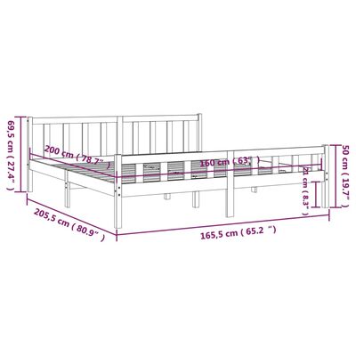 vidaXL Estrutura de cama 160x200 cm madeira maciça branco