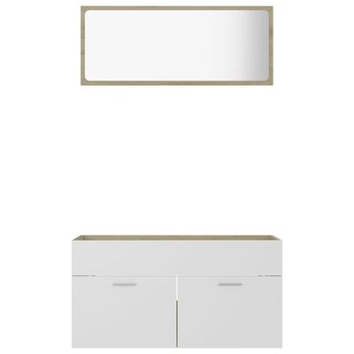 vidaXL 2 pcs conj. móveis casa de banho contr. branco/carvalho sonoma