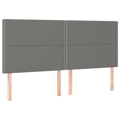 vidaXL Cabeceira de cama c/ LED tecido 200x5x118/128 cm cinza-escuro