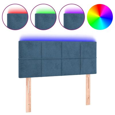 vidaXL Cabeceira de cama c/ luzes LED veludo 100x5x78/88cm azul-escuro