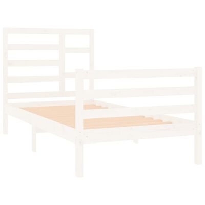 vidaXL Estrutura cama pequena solteiro 75x190 cm madeira maciça branco