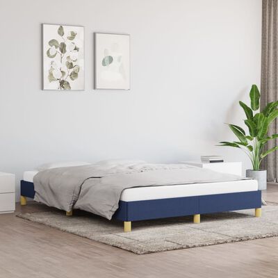 vidaXL Estrutura de cama sem colchão 140x190 cm tecido azul